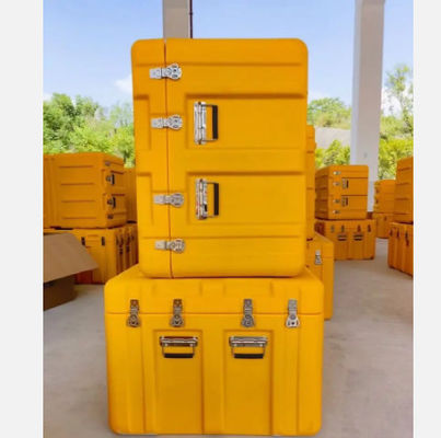 Boîte de stockage à grande capacité jaune moulée en rotation Boîte de roulement en rotoplastique Moule en aluminium