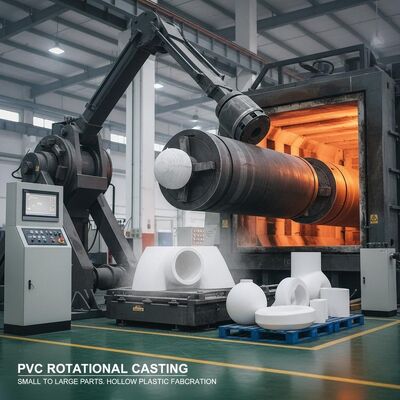 Proceso de fundición rotacional de PVC Manejo de piezas pequeñas a muy grandes de hasta varios metros Ideal para la fabricación de piezas huecas de plástico